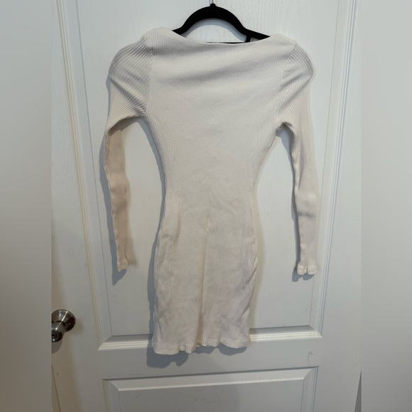 Princess Polly Cream Ribbed Long Sleeve Dress - Picture 3 of 3